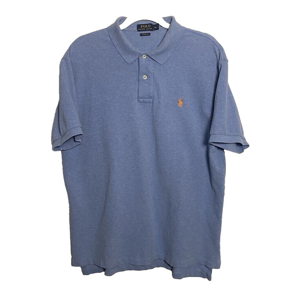 Polo Ralph Lauren Mens Polo Shirt Size XL Short Sleeve Blue Orange Pony Top